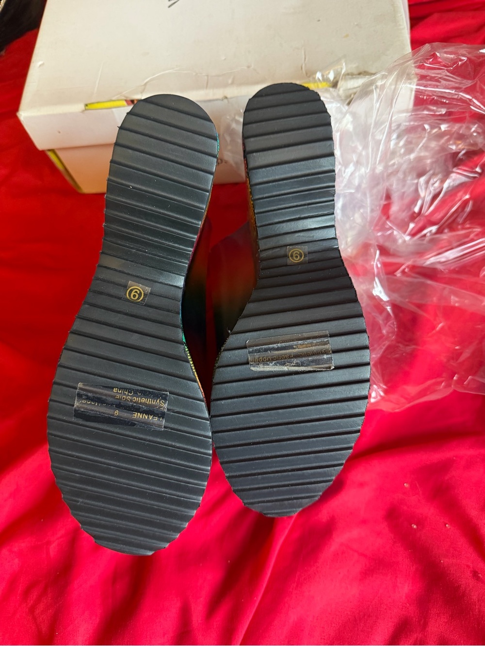Rainbow Snake-Print Platform Mules - Multicolor Women’s Slip-On Wedges - Picture 3 of 4